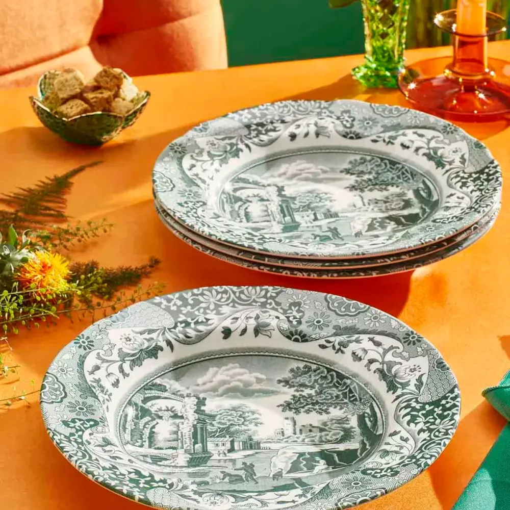 Spode Heritage Green Italian djup tallrik 23 cm grön/vit