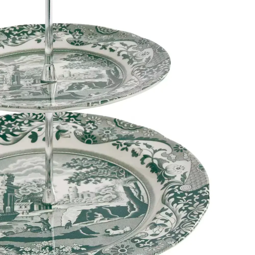 Spode Heritage Green Italian kakfat 2-vånings grön/vit