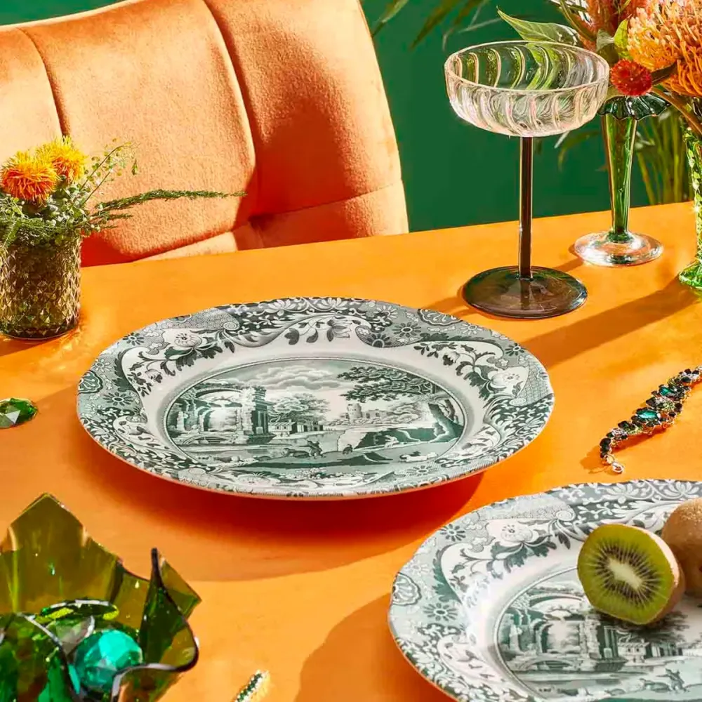 Spode Heritage Green Italian Servis 12 Delar grön/vit