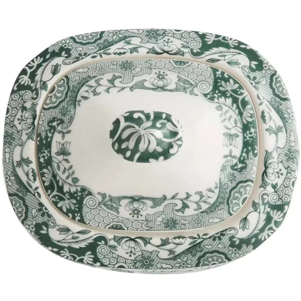 Spode Heritage Green Italian sockerskål med lock 25 cl grön/vit