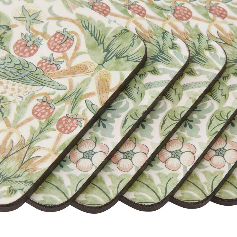 Spode Morris & Co glasunderlägg 6-pack Strawberry Thief green