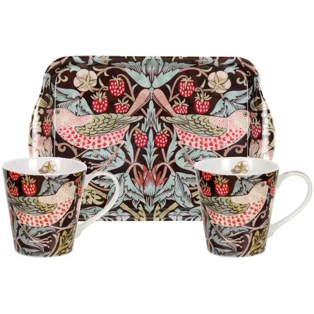 Spode Morris & Co Mugg & Brickset Strawberry Thief Brun