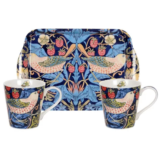 Spode Morris & Co Mugg & Brickset Strawberry Thief Blå