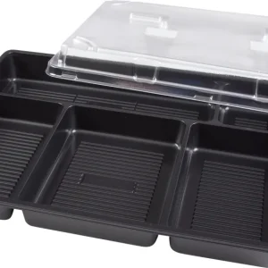 Sushiform bento 5-fack inklusive lock Svart/Klar 200st