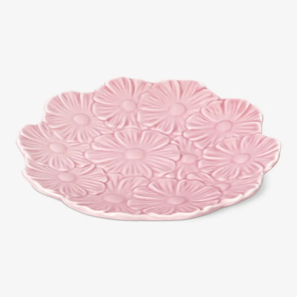 Tallrik med rosa blommor