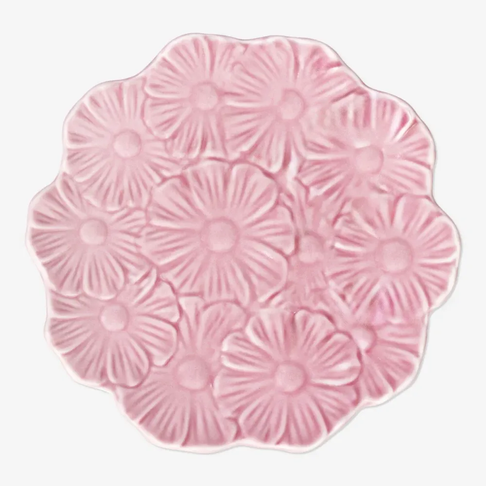 Tallrik med rosa blommor