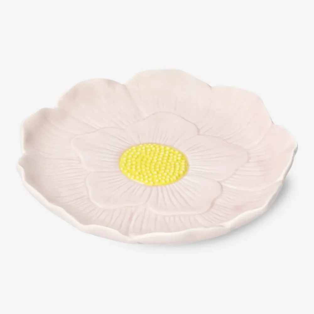 Tallrik med rosa blommor