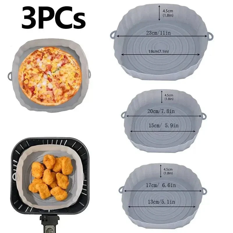 Återanvändbar non-stick silikonbricka för air fryer, rund bakmatta för mikrovågsugn och ugn - Ugns- och air fryer-fodral