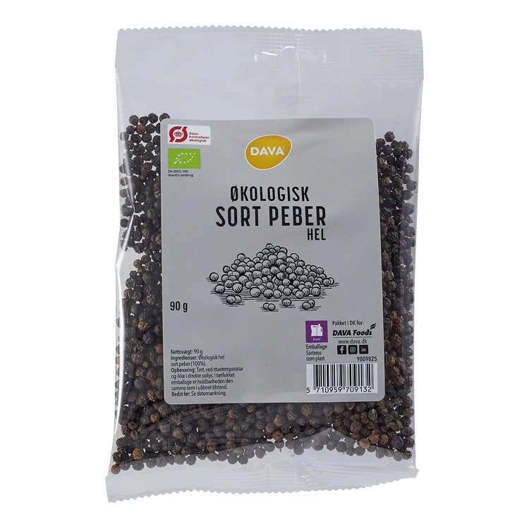 DAVA ekologisk hel svartpeppar 90 g