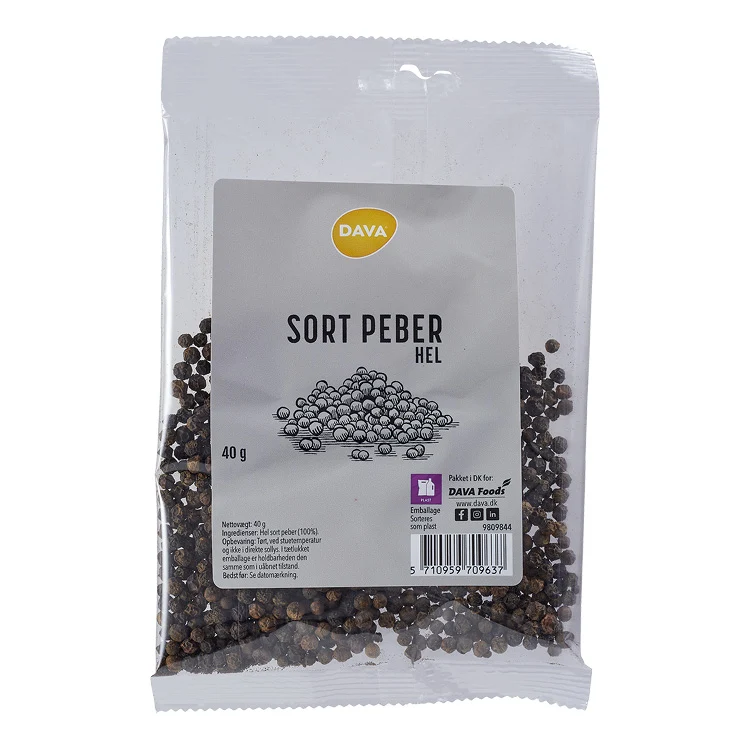 DAVA hel svartpeppar 40 g