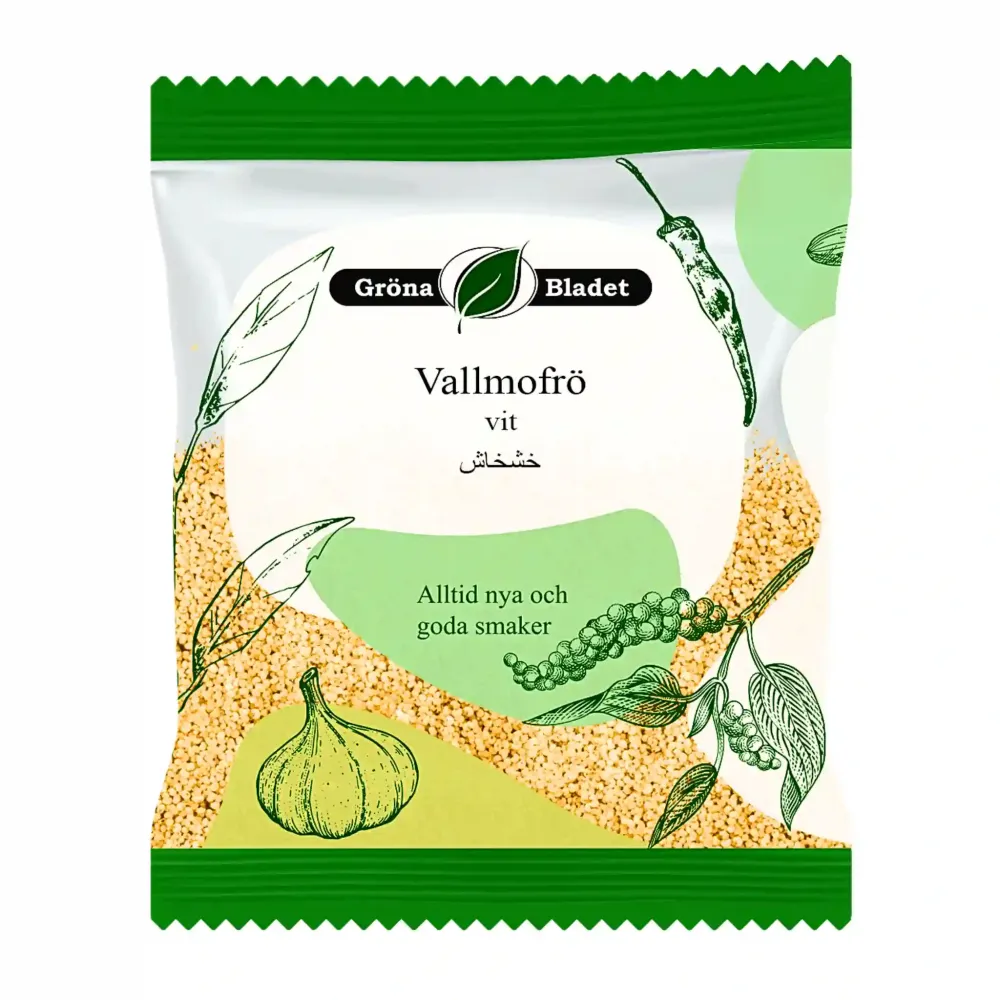 Gröna Bladet Vallmofrö Vitt 30g – Mild, dekorativ crunch med klass