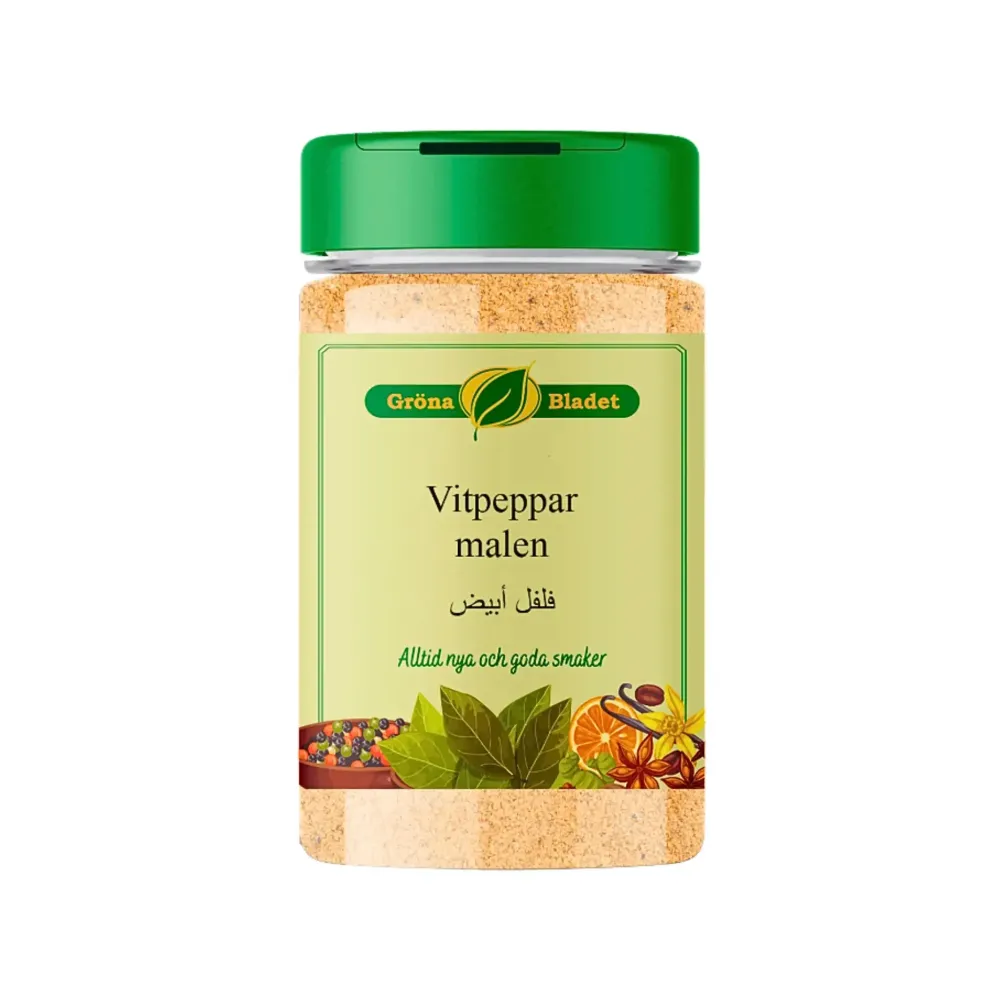 Gröna Bladet Vitpeppar Malen 140g – Klassisk Vit Peppar