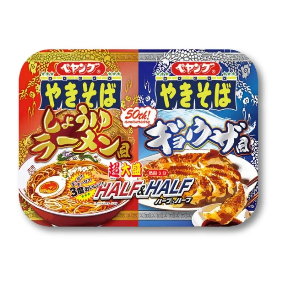 Peyoung Super Large Yakisoba Half & Half – Sojasås Ramen & Gyoza Smak [Begränsad Upplaga]