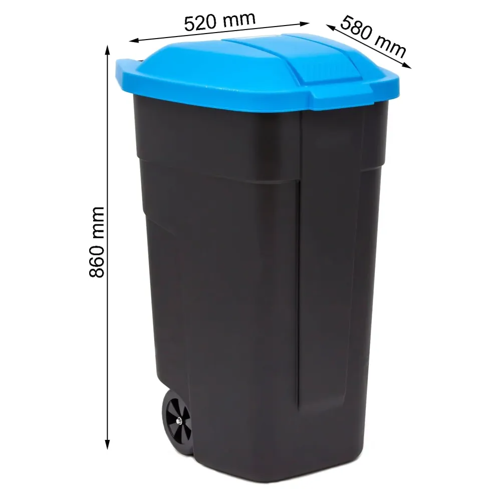 Curver papperskorg, källsortering, hjulförsedd, 110L, navy, 214127