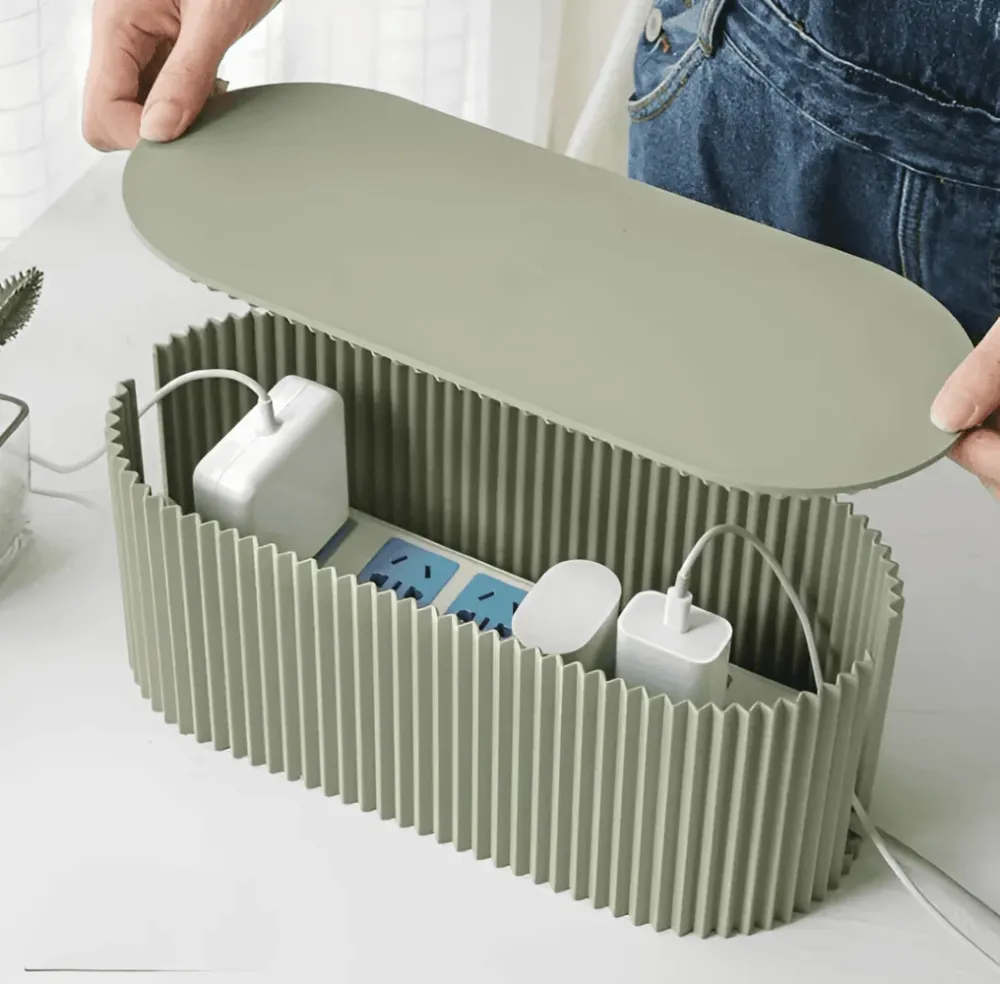 Hid Kabelbox - Minimalistisk Macaron-Förvaring - Laddnings- och Kabelorganisatör Gron