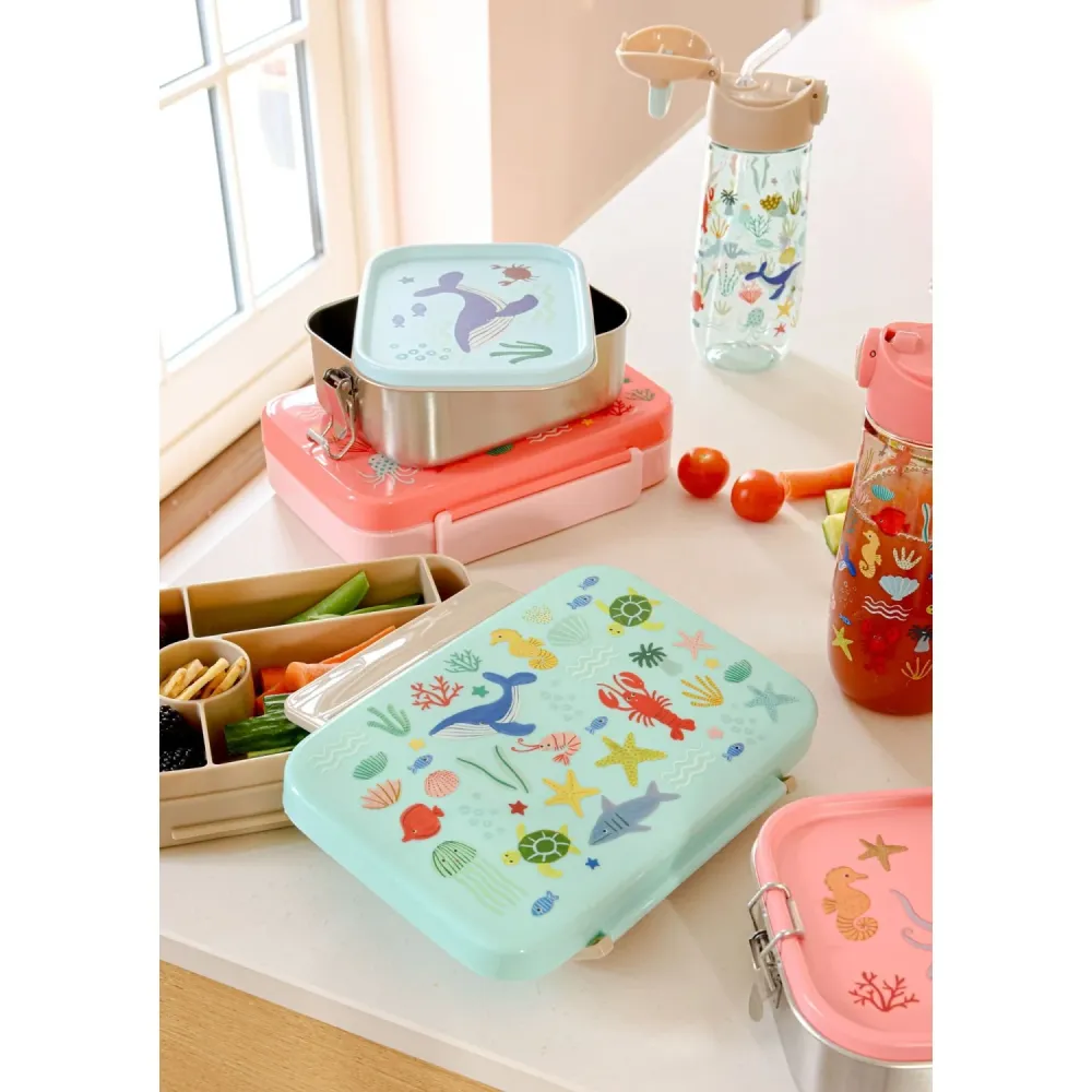 Rice Apricot Ocean Print Plastic Lunchbox 6 Rooms