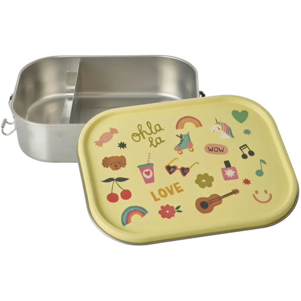 Rice Unicorn Love Print Fläckfri Steel Lunchbox Moveable Divider Large 1400 Ml