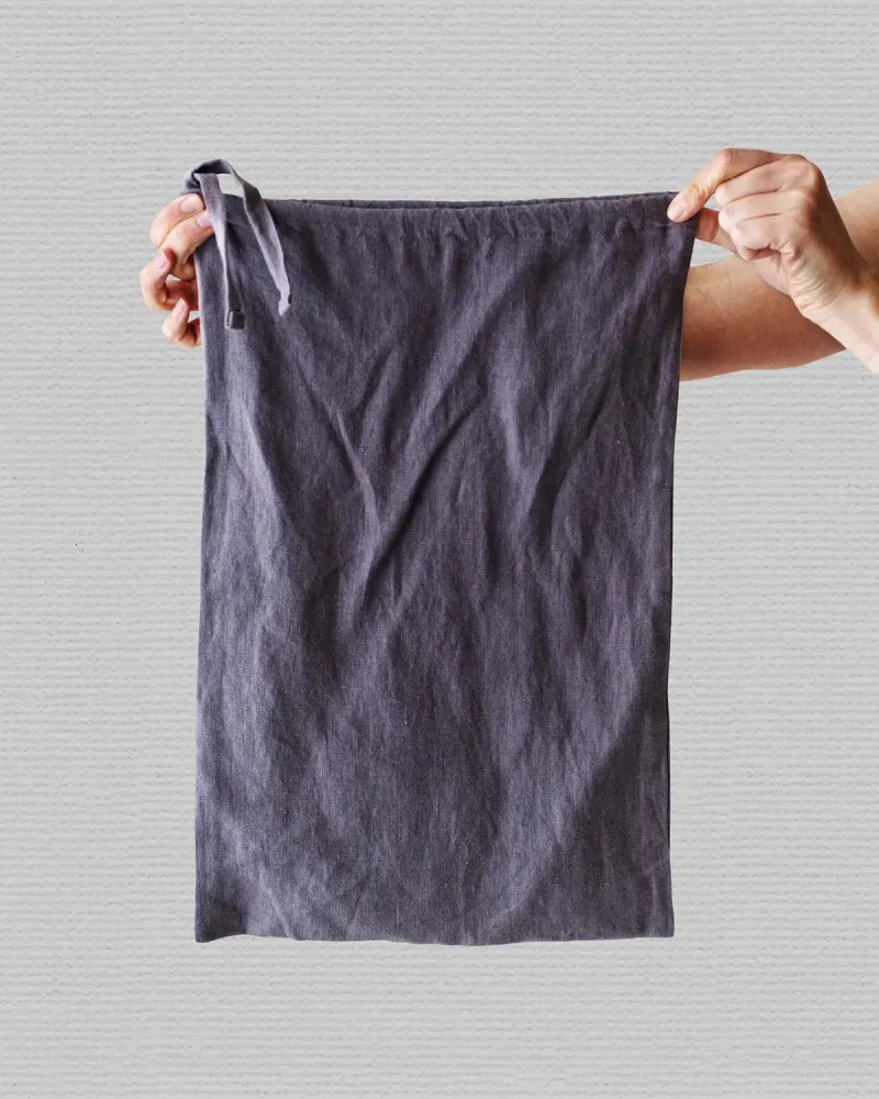 Tygpåse i naturlinne (Dusty Lavender) | Liten