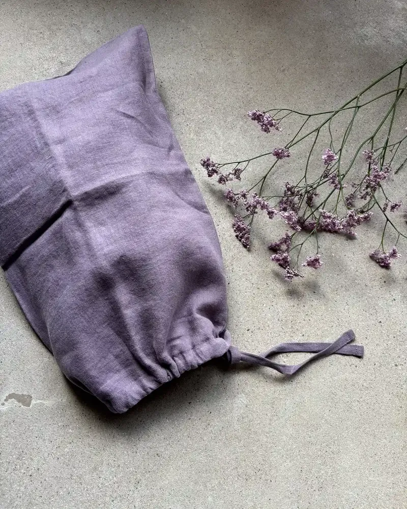 Tygpåse i naturlinne (Dusty Lavender) | Liten