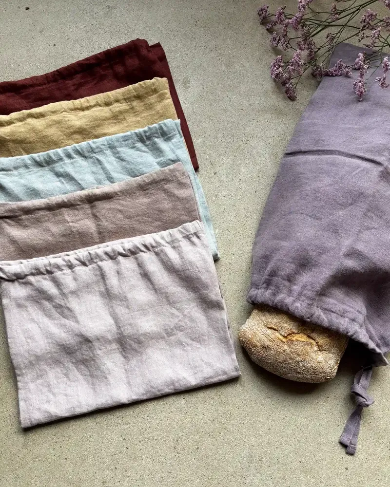 Tygpåse i naturlinne (Dusty Lavender) | Liten
