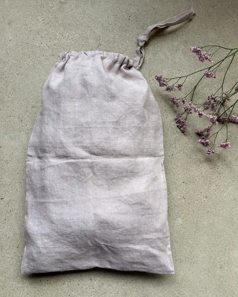 Tygpåse i naturlinne (Dusty rose) | Liten