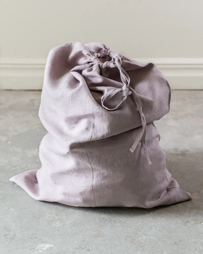 Tygpåse i naturlinne (Dusty rose) | Stor