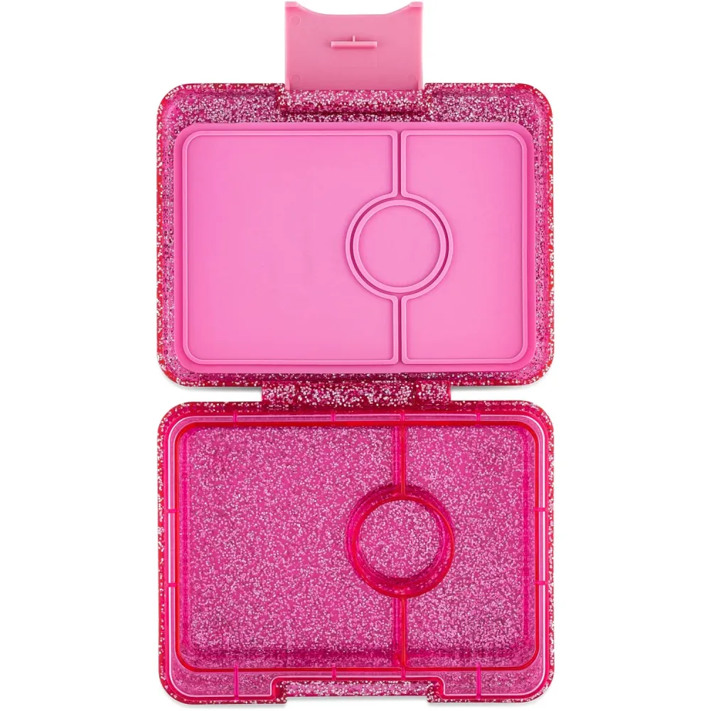 Yumbox Sparkle Pink Glitter / Clear Pink Tray Snack Size Pytteliten Bento Lunch Box