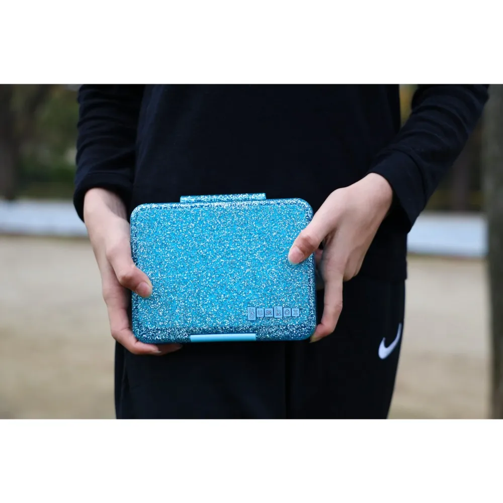 Yumbox Twinkle Aqua Glitter / Clear Blue Tray Snack Size Liten Bento Lunch Box