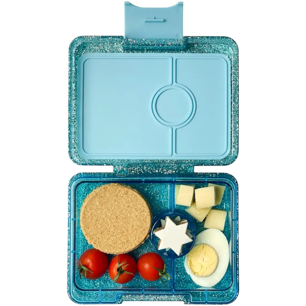 Yumbox Twinkle Aqua Glitter / Clear Blue Tray Snack Size Liten Bento Lunch Box