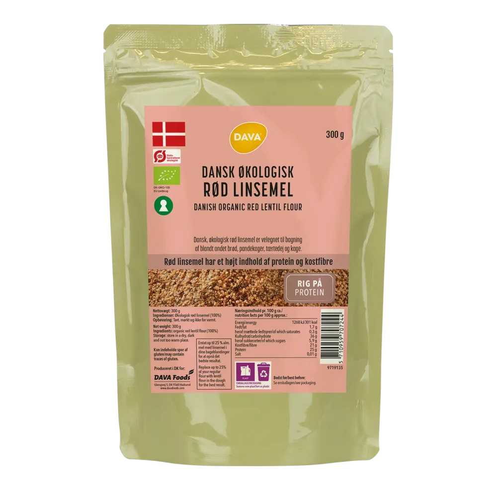 DAVA ekologiskt rött linsmjöl 300 g