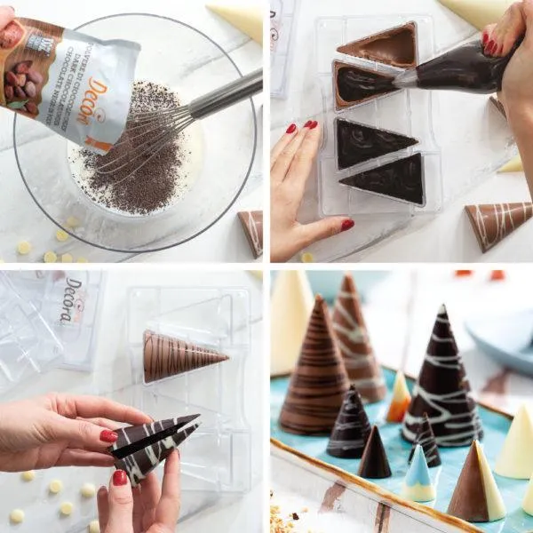 Form för 4 chokladpraliner - Stora koner
