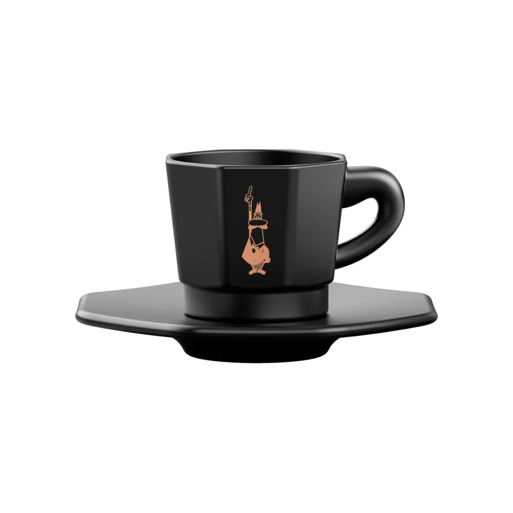 Bialetti Espressomugg Med Kaffefat 4 st Ebenholts 7,5 cl