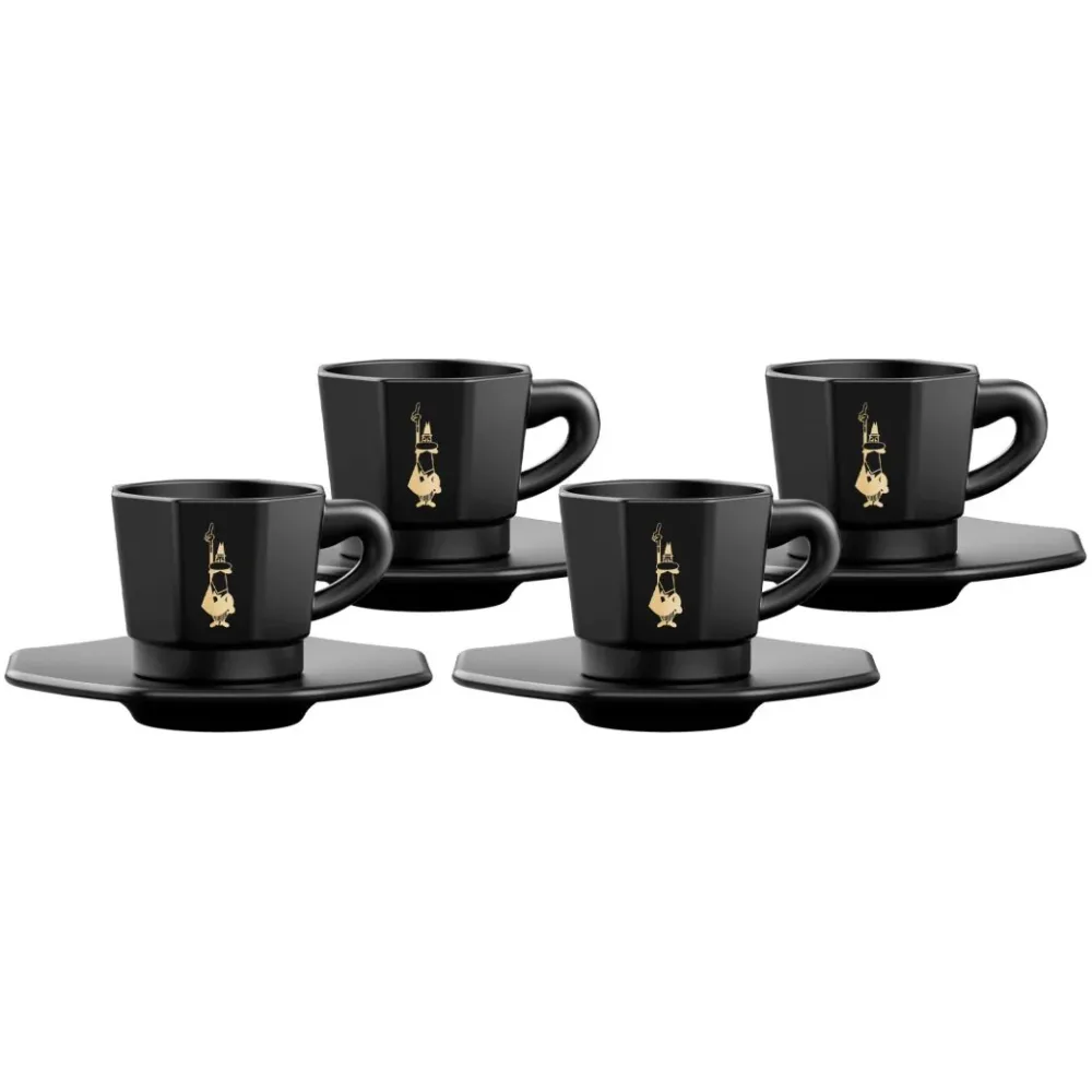 Bialetti Espressomugg Med Kaffefat 4 st Ebenholts 7,5 cl