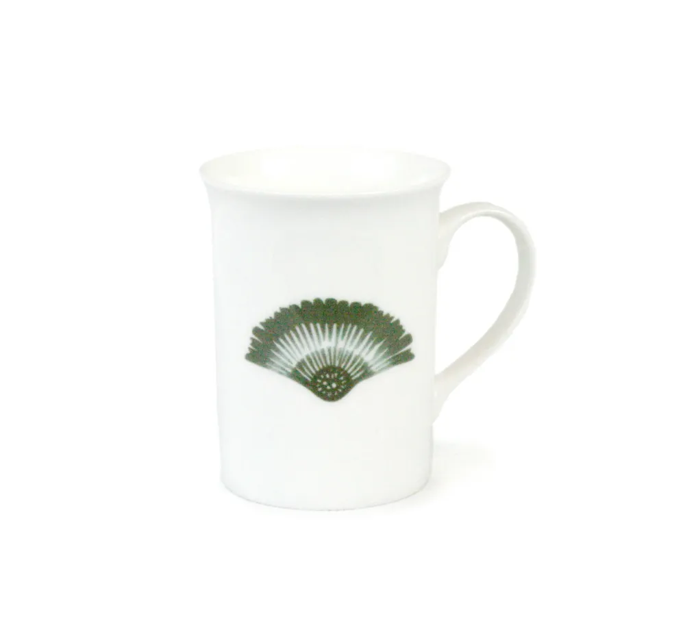 Kaffemugg Solfjäder Porslin Salviagrön 30cl