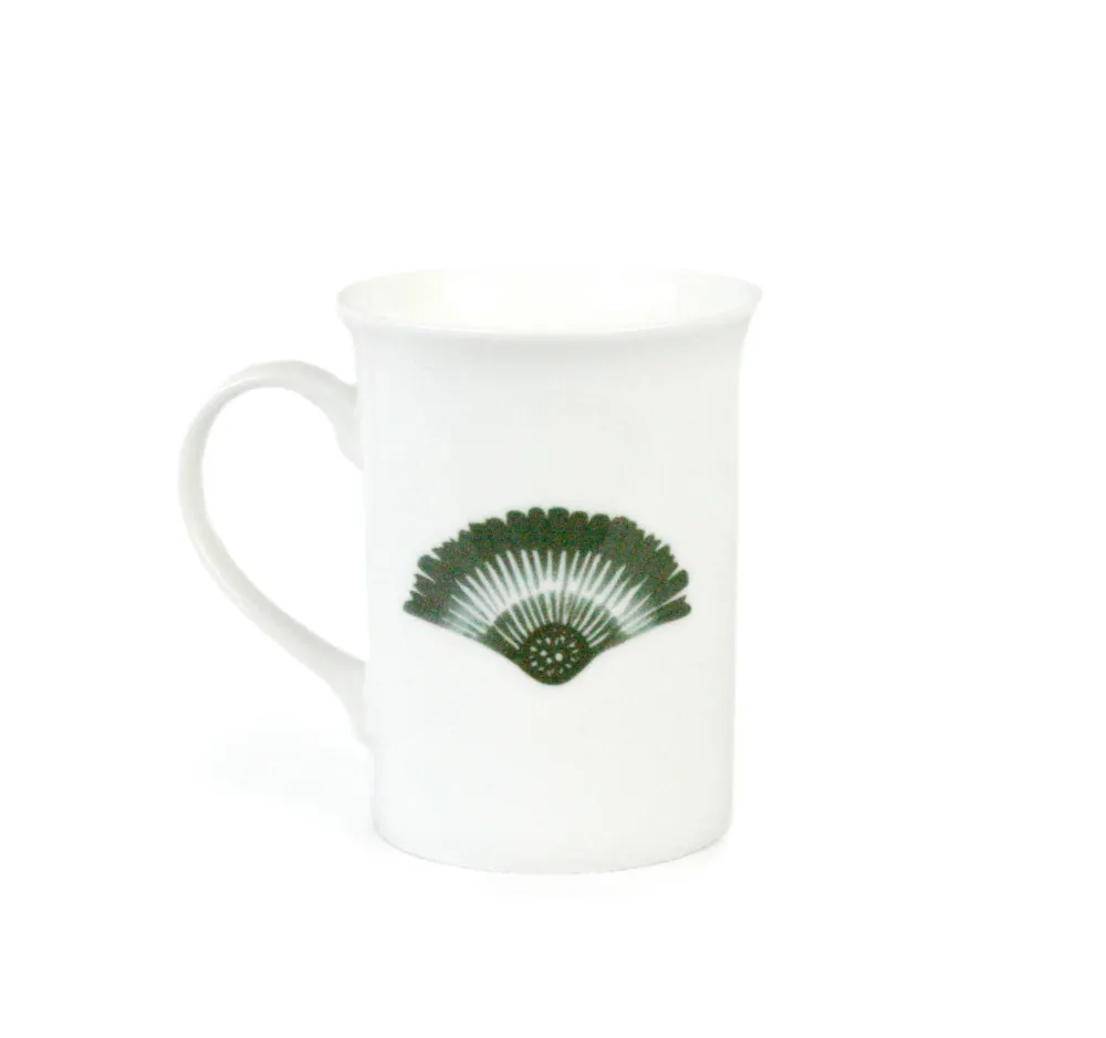 Kaffemugg Solfjäder Porslin Salviagrön 30cl