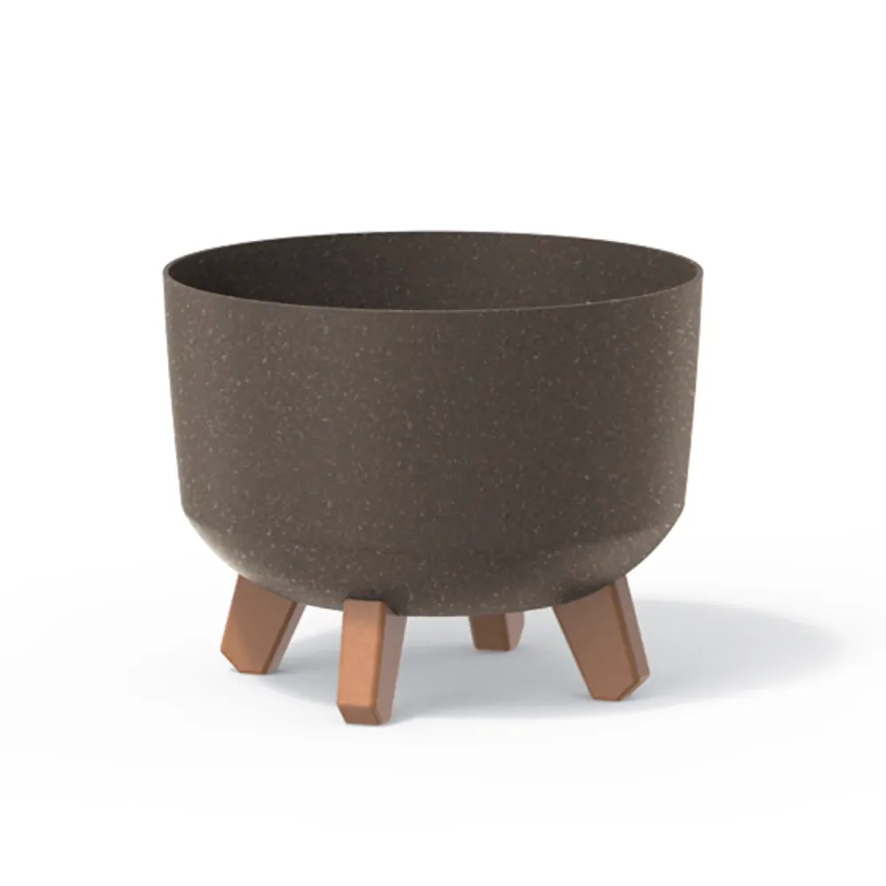 Low Eco Wood Blomkruka Med Avtagbara Ben Inkl. Insats För Inomhus- Och Utomhusbruk Plast UV-Beständig (238mm, Eco Kaffe)