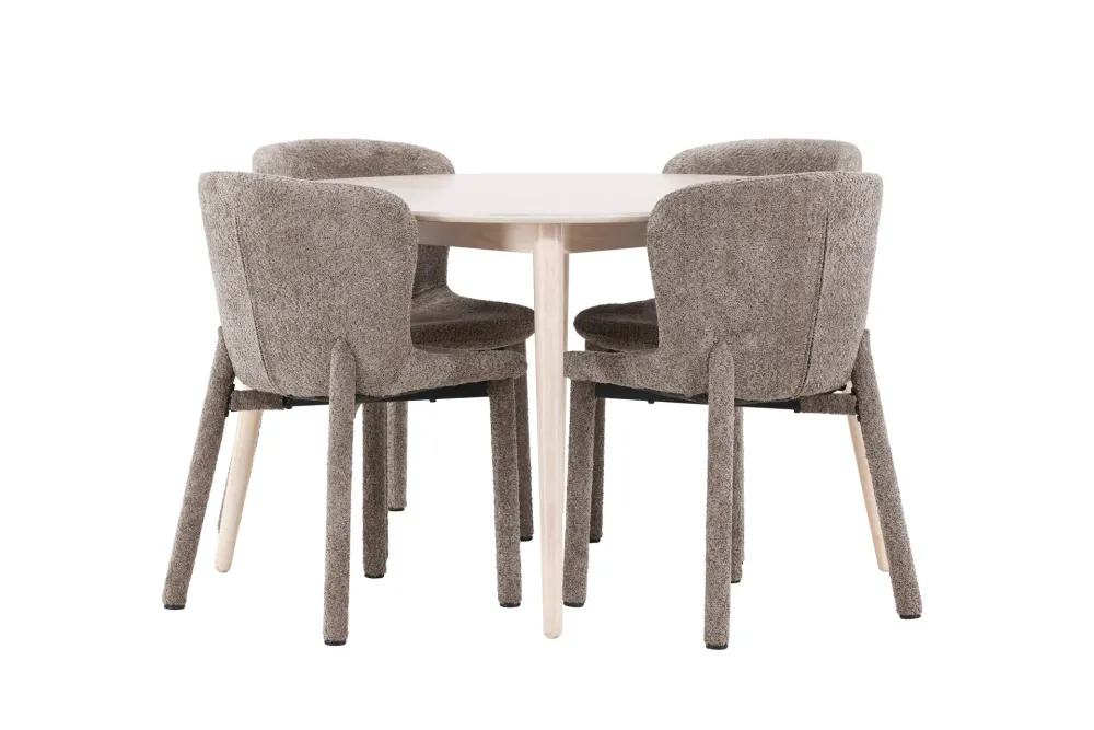 Matgrupp Venture Home Flora Runt 120 cm Snö med 4st Astoria Stolar
