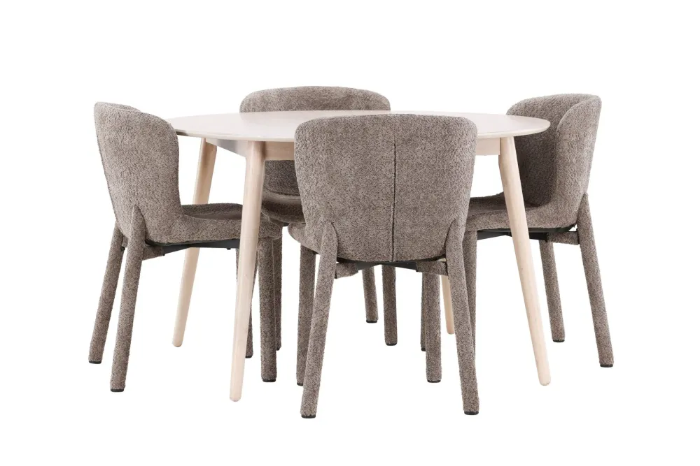 Matgrupp Venture Home Flora Runt 120 cm Snö med 4st Astoria Stolar
