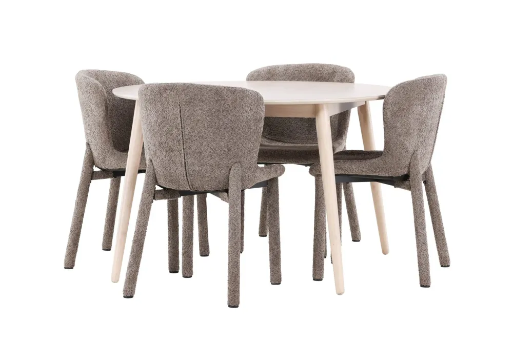 Matgrupp Venture Home Flora Runt 120 cm Snö med 4st Astoria Stolar