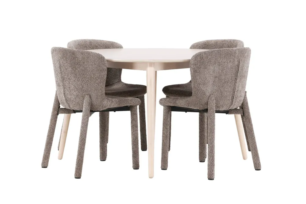 Matgrupp Venture Home Flora Runt 120 cm Snö med 4st Astoria Stolar