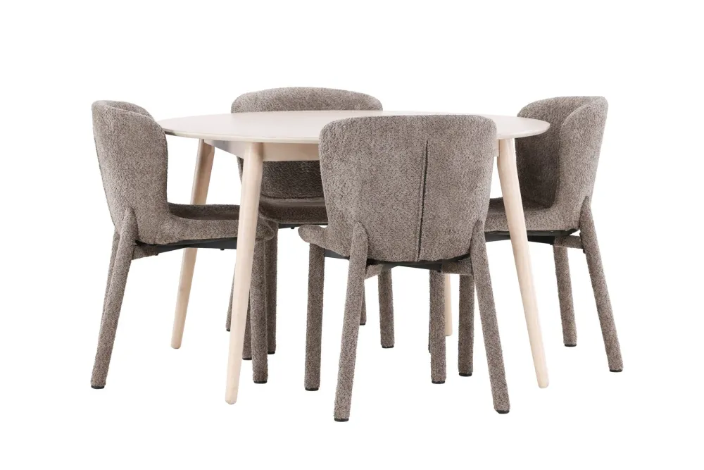 Matgrupp Venture Home Flora Runt 120 cm Snö med 4st Astoria Stolar