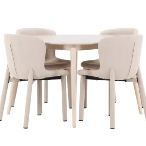 Matgrupp Venture Home Flora Runt 120 cm Krita med 4st Astoria Stolar