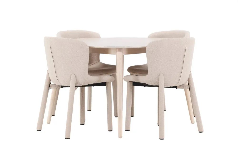 Matgrupp Venture Home Flora Runt 120 cm Krita med 4st Astoria Stolar