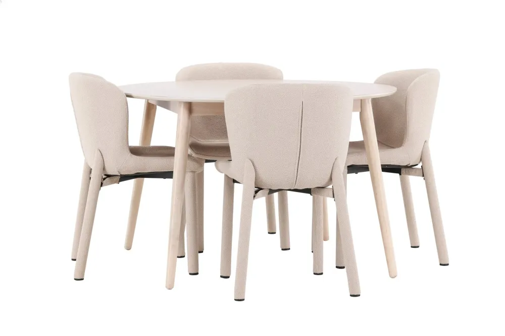 Matgrupp Venture Home Flora Runt 120 cm Krita med 4st Astoria Stolar