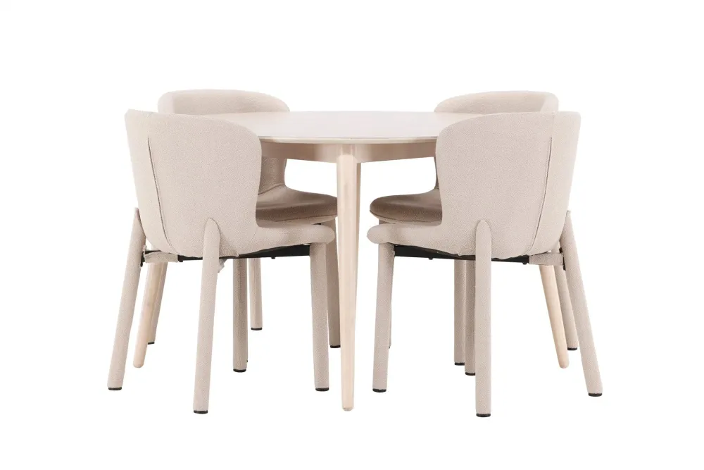 Matgrupp Venture Home Flora Runt 120 cm Krita med 4st Astoria Stolar