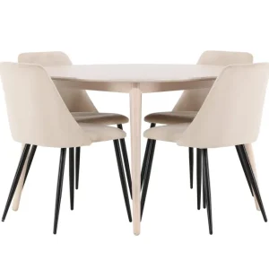 Matgrupp Venture Home Flora Runt 120 cm Pärla med 4st Night Stolar