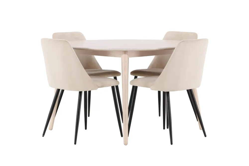 Matgrupp Venture Home Flora Runt 120 cm Pärla med 4st Night Stolar