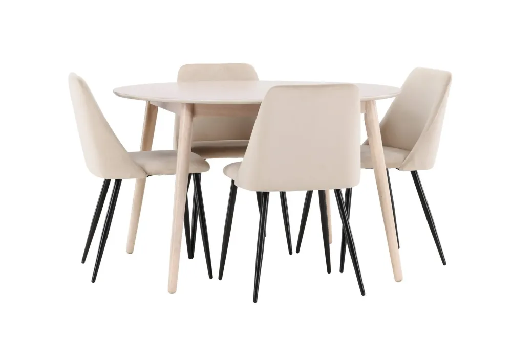 Matgrupp Venture Home Flora Runt 120 cm Pärla med 4st Night Stolar