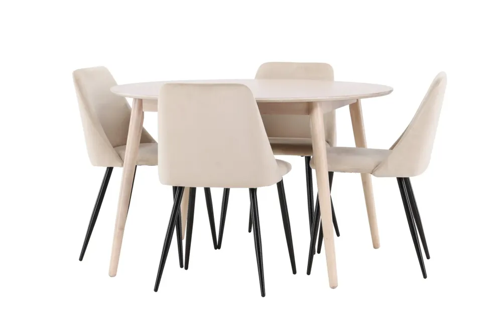 Matgrupp Venture Home Flora Runt 120 cm Pärla med 4st Night Stolar