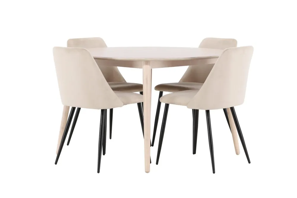 Matgrupp Venture Home Flora Runt 120 cm Pärla med 4st Night Stolar